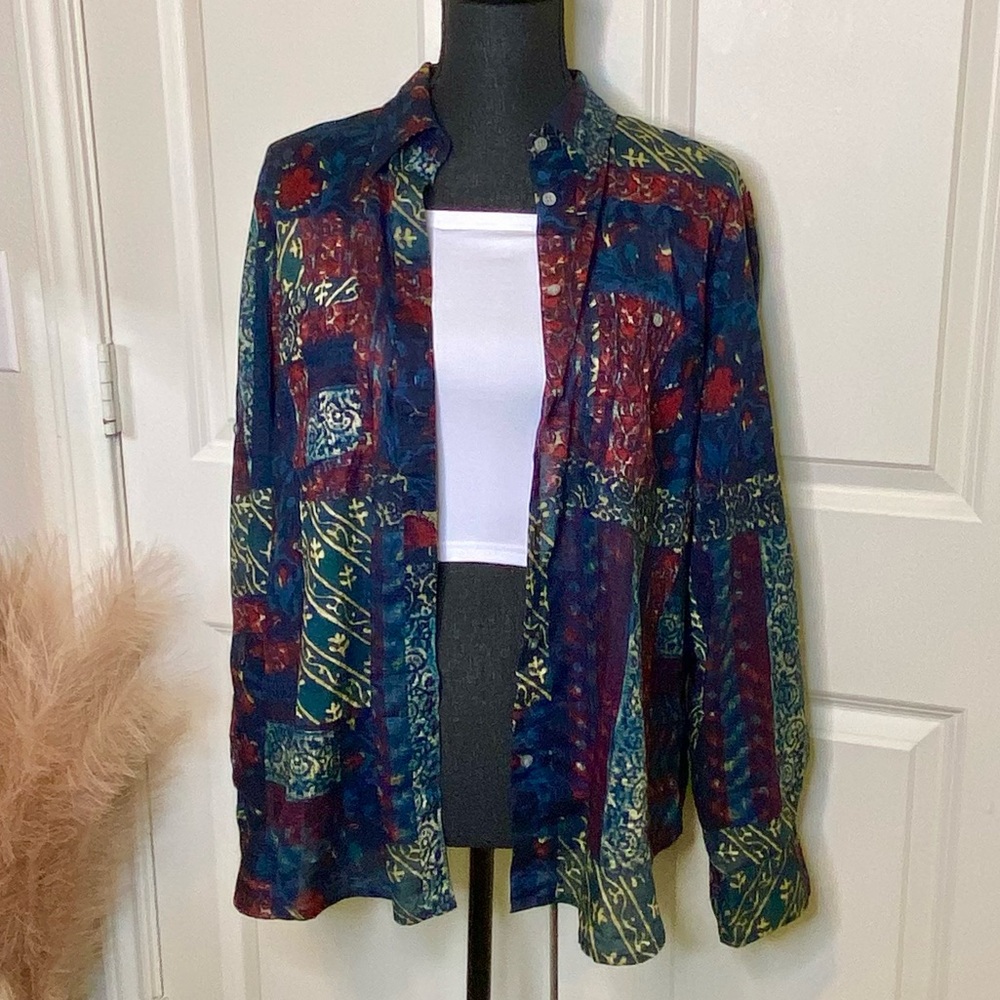 Vintage Women’s Lauren Ralph Lauren Button Down Blouse Size Large Abstract